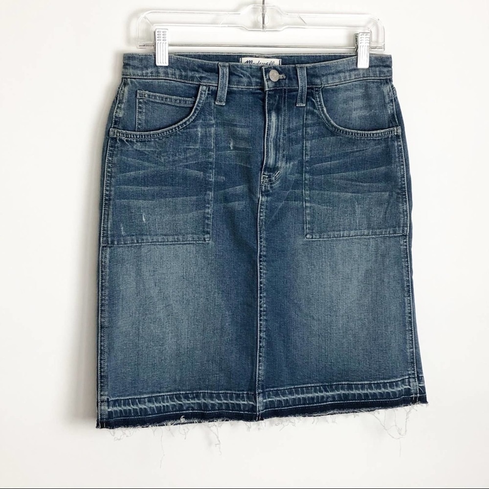 New Madewell Released Raw Edge Hem Denim Skirt B8647 Size 28 - Picture 2 of 7